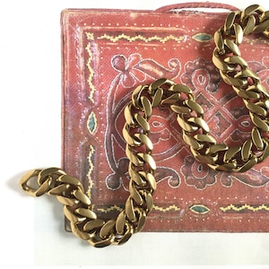 Remnant Sale!!  Vintage 11mm Brass Flat Curb Chain 9 Inches.