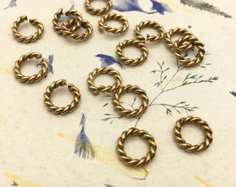 Fancy Twist Brass Jump Rings, 10mm, 12PCS