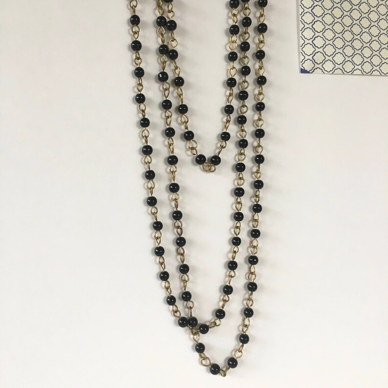 Black Bead Chain Glass Bead Chain Rosary Chain 4mm 5ft Etsy