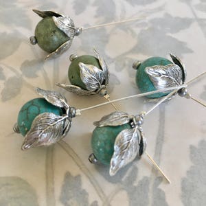 Antique Silver Plated Bead Caps, Nature Bead Caps, Leaf Findings, 18PCS, USA Made. image 4
