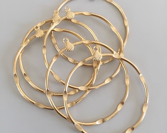 Skinny Gold Plated Hoop Earring Findings, 45mm, 10PCS