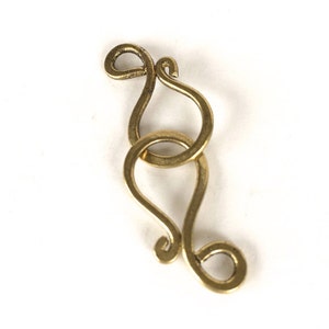 Brass Ox S Hook, Shepard's Hook Clasp, Brass S Hook Clasp, 31mm, 4 Sets