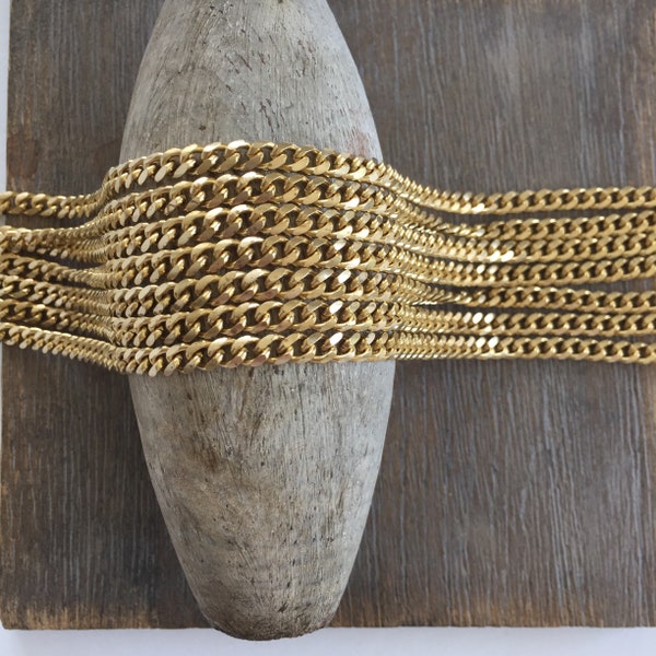 Vintage Brass Curb Chain, Heavy Curb Chain, Brass Curb Chain, 4mm, 3FT