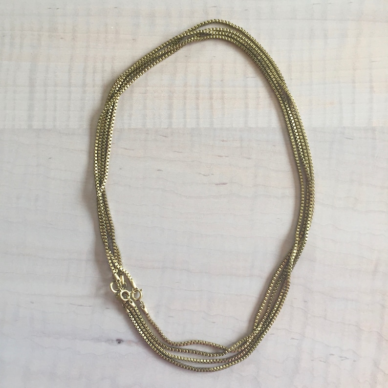 Vintage Brass 1.5 Box Chain Necklace with Spring Ring Clasp Jewelry, 17", 3PCS image 4