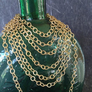 Textured Brass Lightweight Soldered Cable Chain, 6mm, 6FT