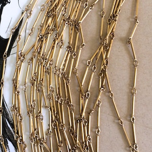 chaîne de barre vintage, chaîne de barre en laiton fabriquée aux États-Unis, chaîne de barre minuscule, chaîne de barre d'or, 2FT image 3