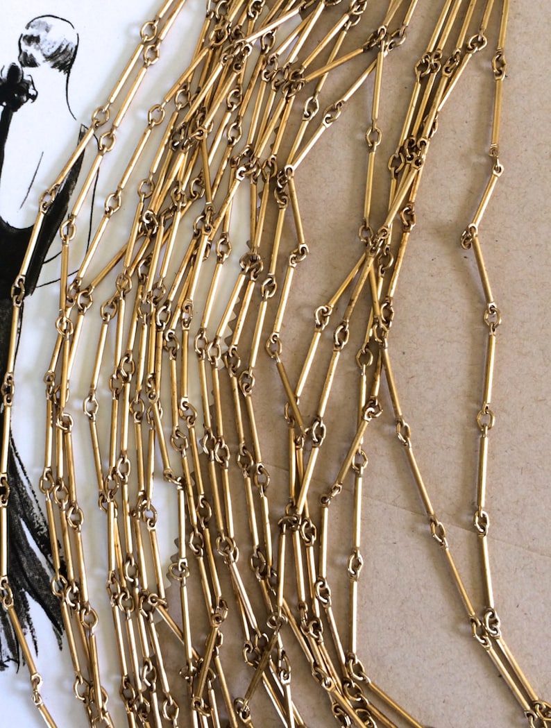 Vintage Bar Chain Brass Bar Chain Tiny Bar Chain Gold Bar Etsy
