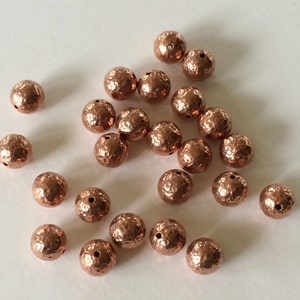 10mm Copper Beads, Hammered Copper Beads, 10mm, 12PCS image 2