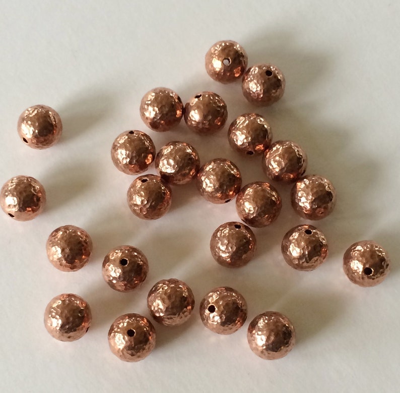 10mm Copper Beads, Hammered Copper Beads, 10mm, 12PCS image 2