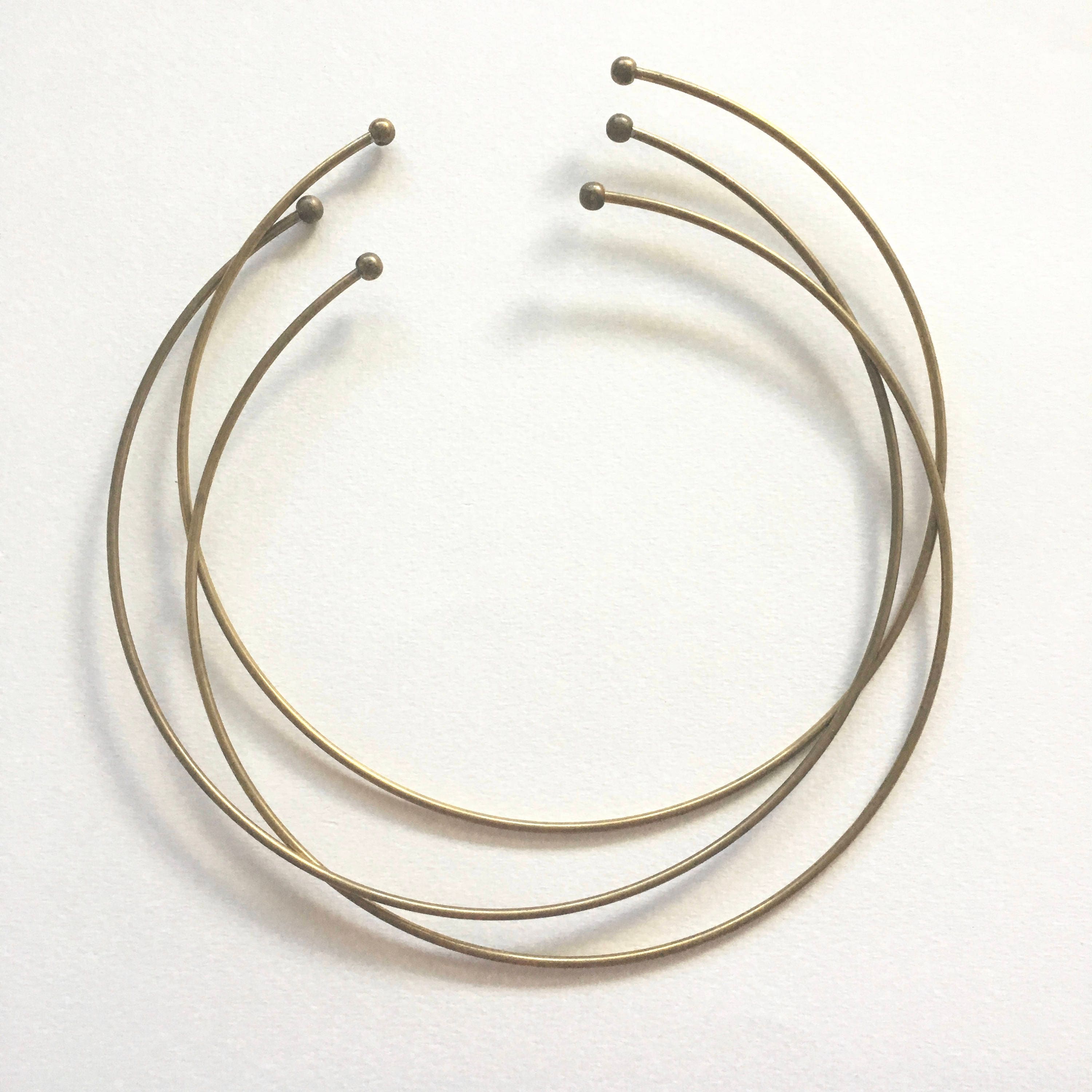 Vintage Wire Necklace Brass Wire Necklace Wire Choker 2PCS Etsy