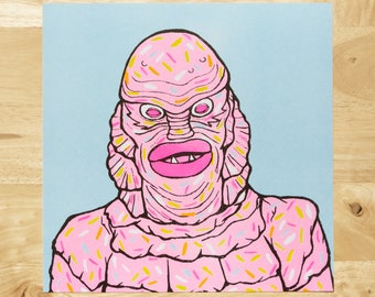 Creature from the Black Lagoon sprinkle risograph print