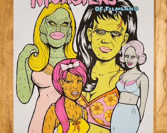 Fabulous Monsters of Filmland risograph print