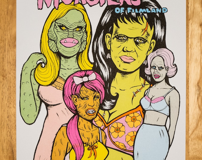 Fabulous Monsters of Filmland risograph print