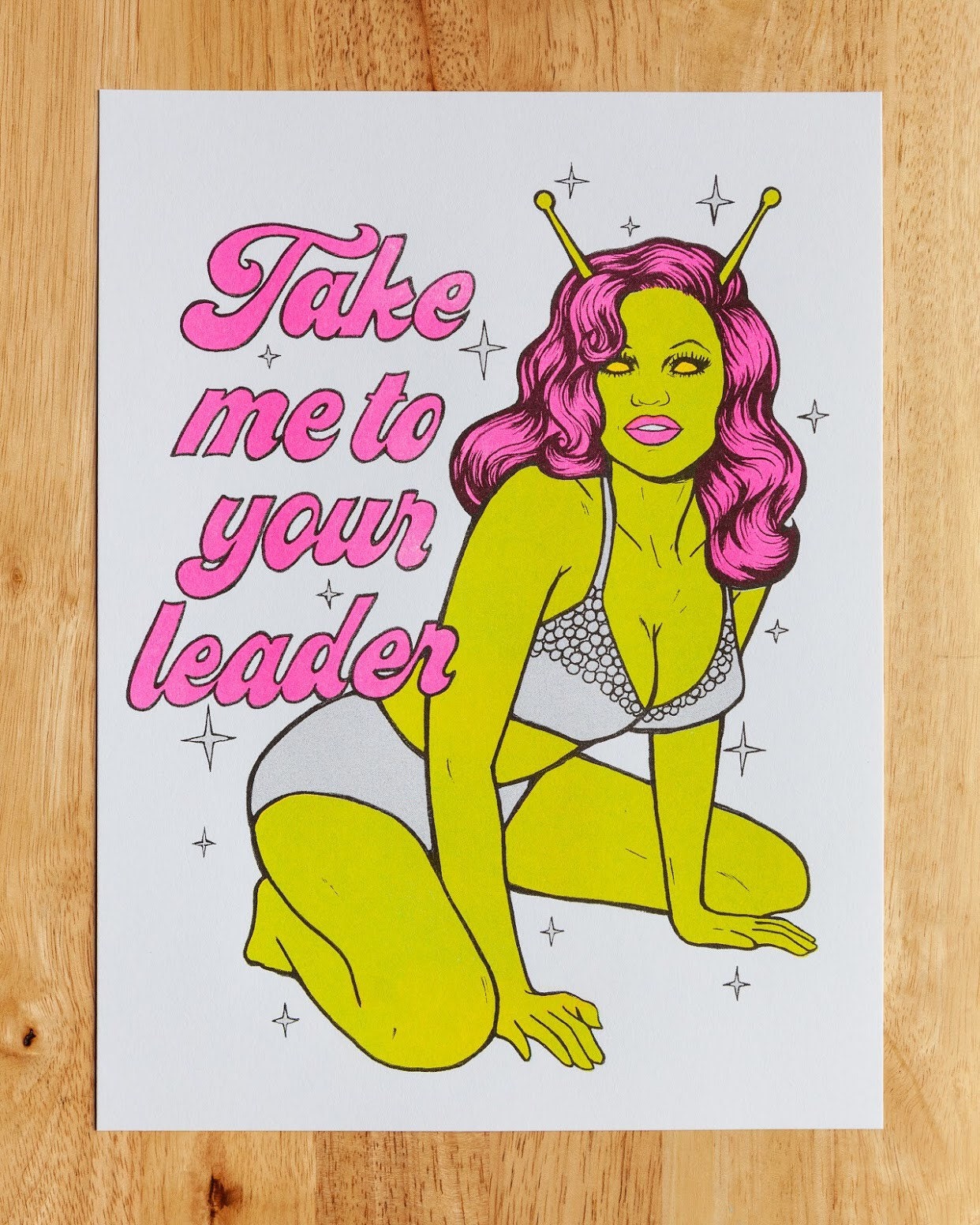 Alien babe risograph print