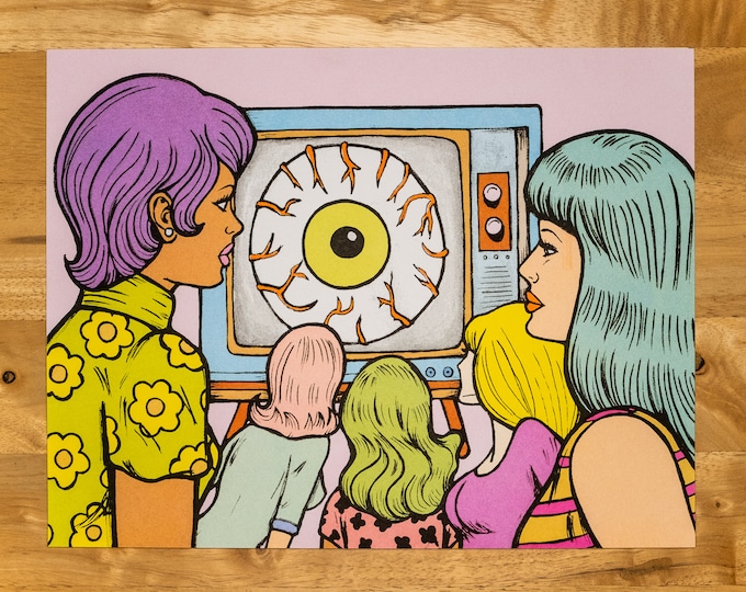 Eyeballs everywhere risograph print