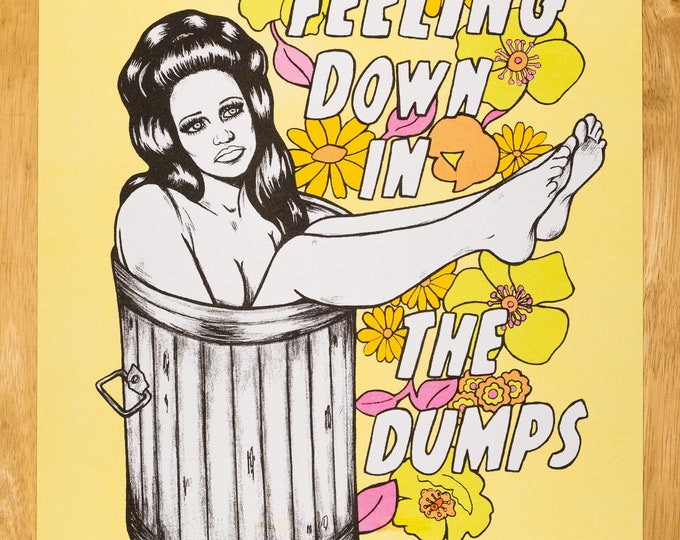 Feeling down in the dumps risograph print
