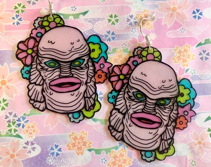 Pink Creature floral earrings