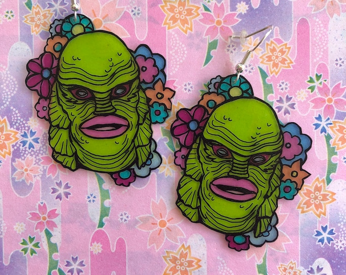 Creature flower earrings