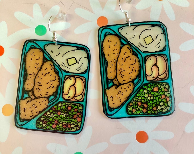 Retro TV dinner earrings