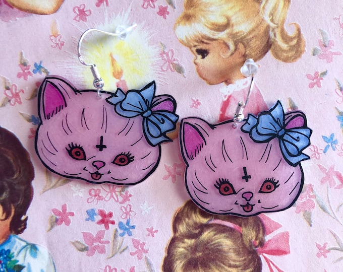 Cute and evil kitty earrings