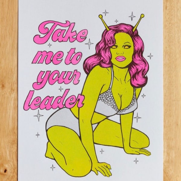 Alien babe risograph print