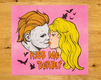 Michael Myers kiss risograph print