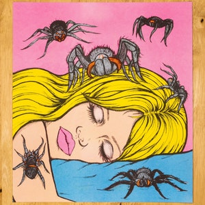 Spider bite risograph print