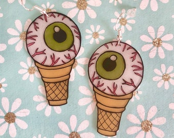 Ice cream eyeballs earrings