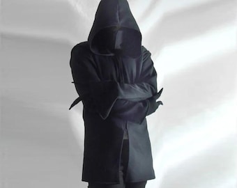 Shadow Hoodie ( mens dark black mask hoodie jacket ninja shinobi cyberpunk dystopian post apocalyptic immortal anime fantasy nomad))