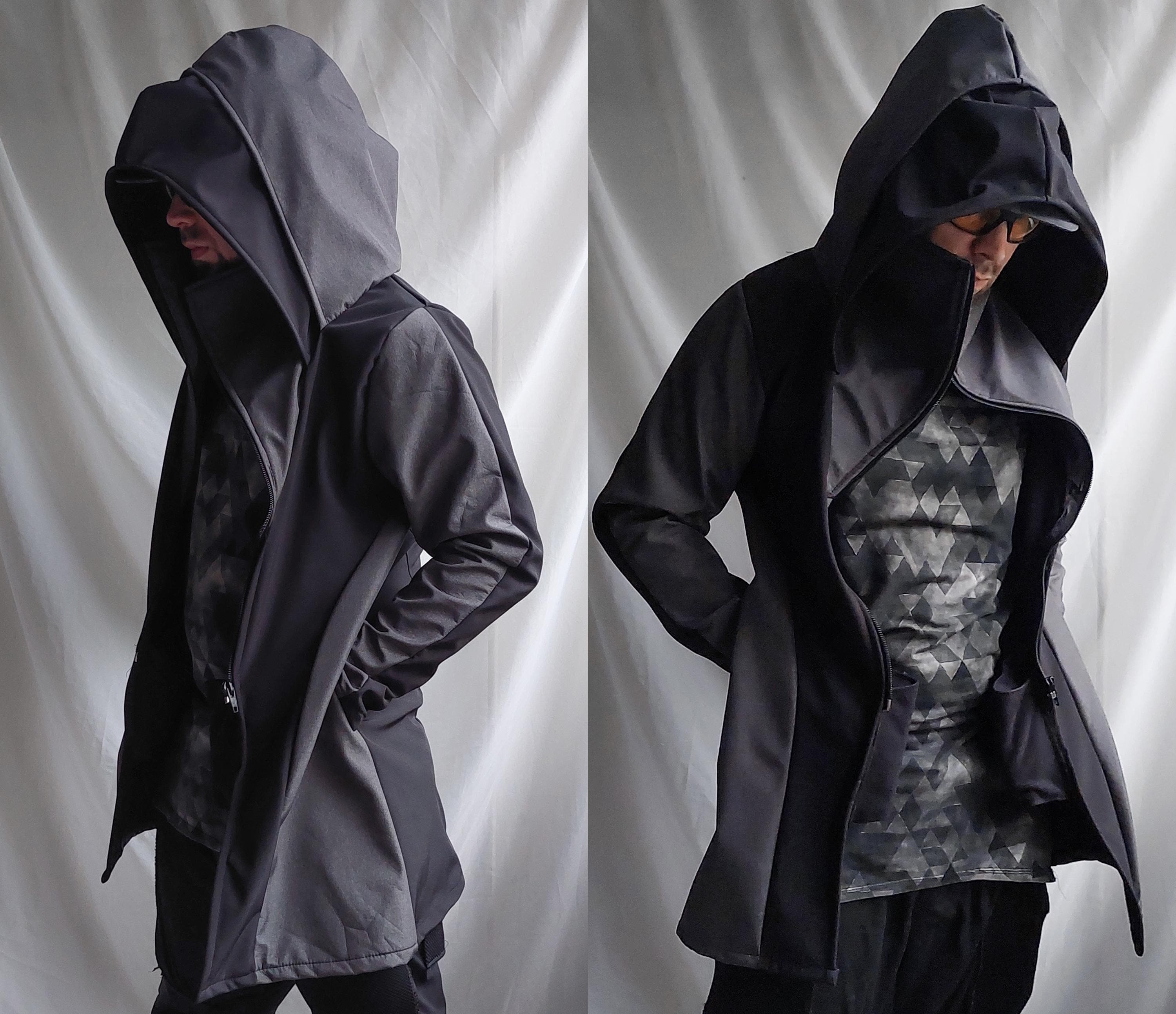 【美品】RAINMAKER- SHADOWSTRIPE HOODEDCOAT Dual Tone Jacket Three - Waterproof Men's Suit Style Leisure