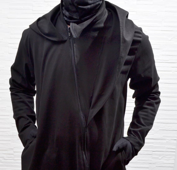 UNHOLY Coat Extra Large Hood Mens Black Magic Dark Goth Asymmetric