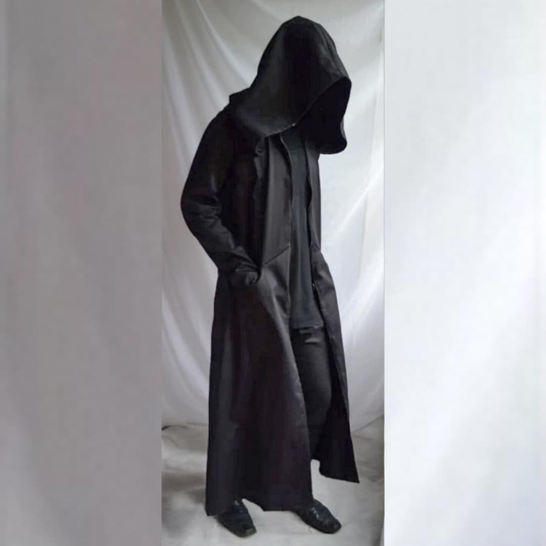 Darkside Overcoat ( Extra Large Hood Mens Black Dark Coat Overcoat