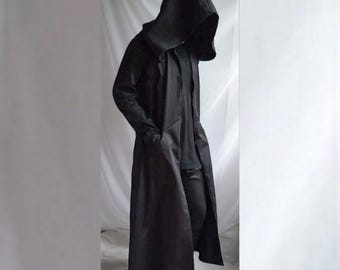 Darkside Overcoat ( extra large hood mens black dark coat overcoat trench reaper ritual cosplay street urban full length)