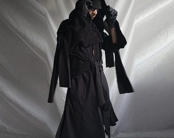 Kaze Trench Coat | Gothic Techwear Jacket | Cyberpunk Samurai Coat | Dark Ninja Outerwear