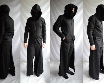 Gunslinger Longcoat ( full length mens trenchcoat mask large hood arm detail gunner gunslinger fallout dystopia cosplay post apocalyptic )