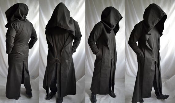 Anon Coat Mens Coat Overcoat Waistcoat Extra Large Hood Trench Coat Reaper  Ritual Robe Dystopia Post Apocalyptic 