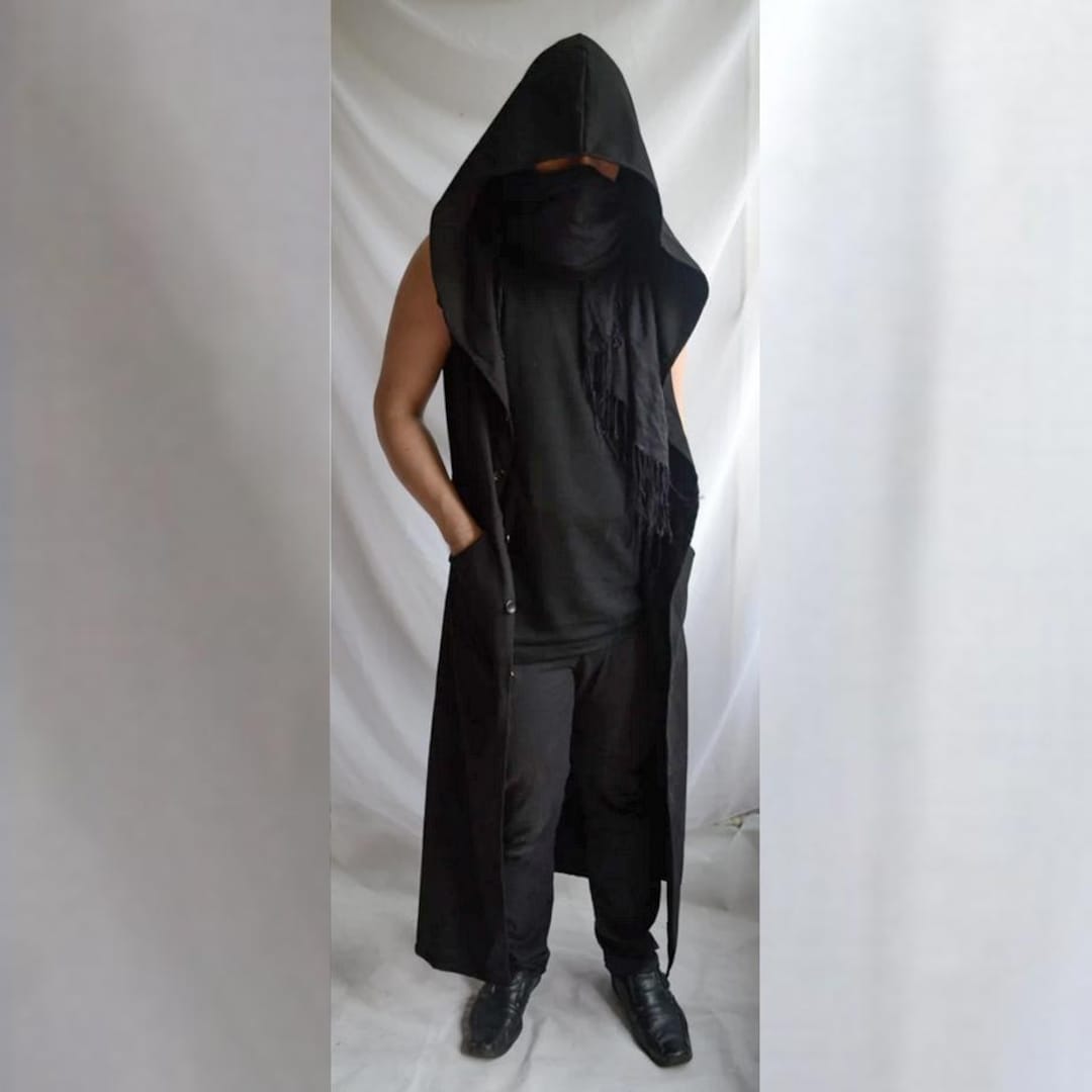 Netherworld Hoodie — Long Sleeveless Black Gothic Coat, Post
