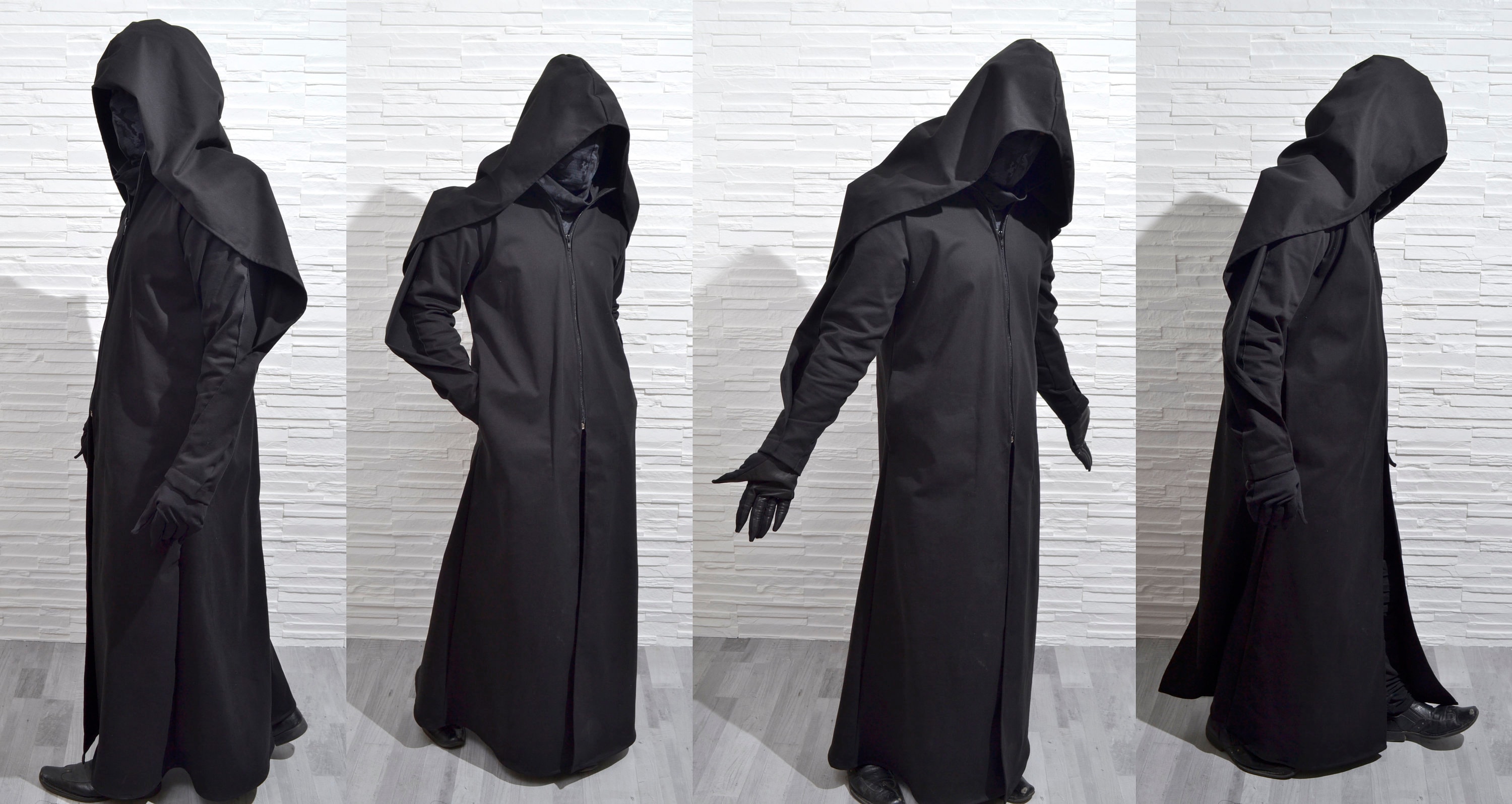 UNSAINT coat extra large hood mens Black Magic dark wizard longcoat regal reaper ritual long coat wiccan pagan witch craft plague doctor