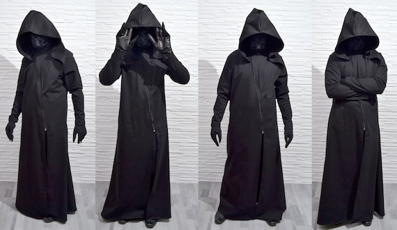 UNHOLY Coat Extra Large Hood Mens Black Magic Dark Goth Asymmetric Regal  Reaper Ritual Long Coat Wiccan Pagan Witch Craft Plague Doctor 