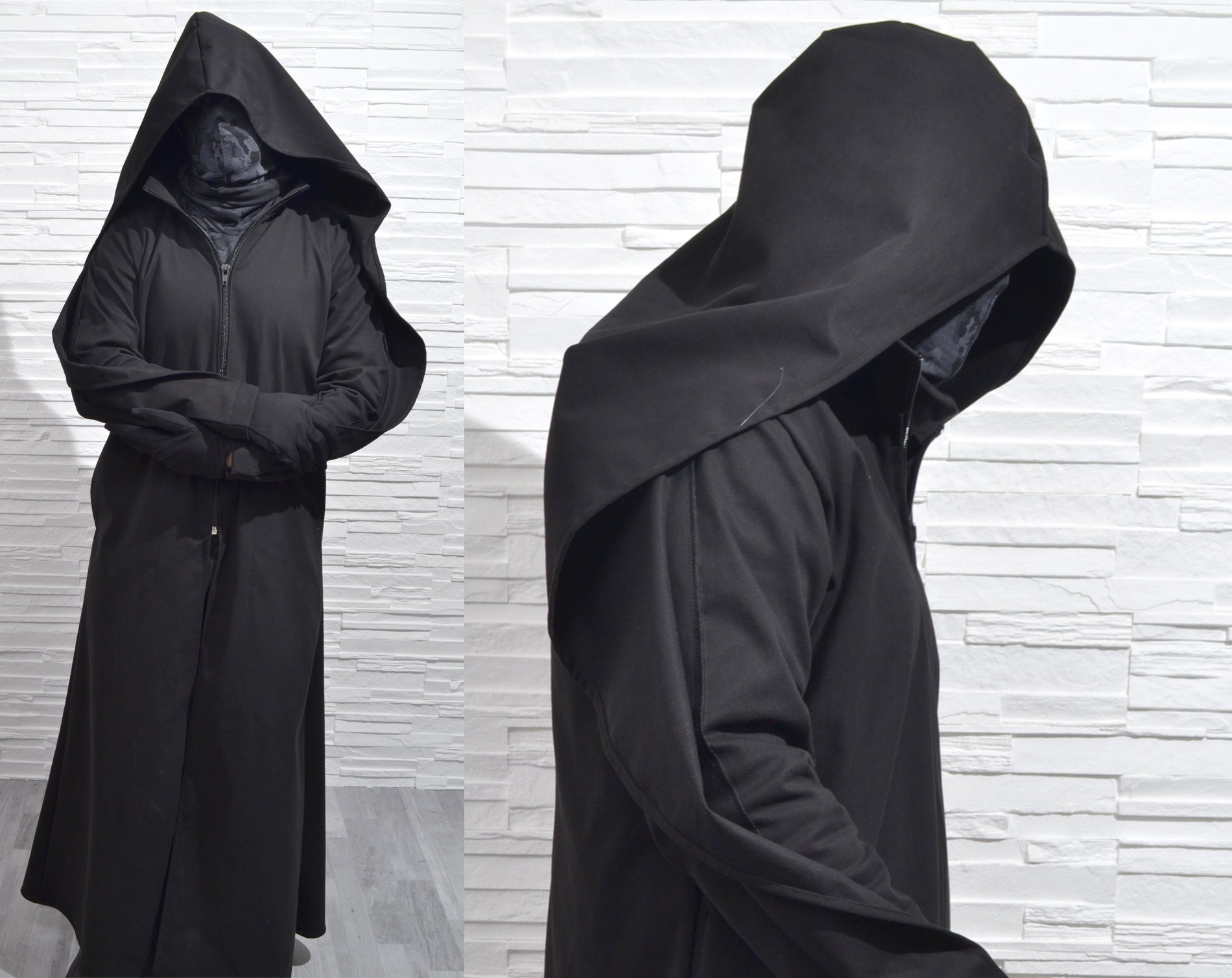 UNSAINT Coat Extra Large Hood Mens Black Magic Dark Wizard Longcoat Regal  Reaper Ritual Long Coat Wiccan Pagan Witch Craft Plague Doctor -  Canada