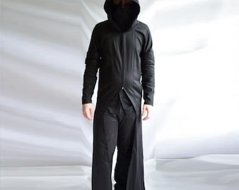 Gunslinger Longcoat ( full length mens trenchcoat mask large hood arm detail gunner gunslinger fallout dystopia cosplay post apocalyptic )
