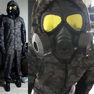 Hazmat suit - Gray / Urban Camo Jumpsuit / Overall  ( gray camouflage urban mens dystopia post apocalyptic wasteland biohazard gasmask