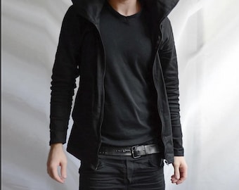 Fashion Ninja Jacket — Black Hooded Shinobi Jacket, Dark Ronin Design