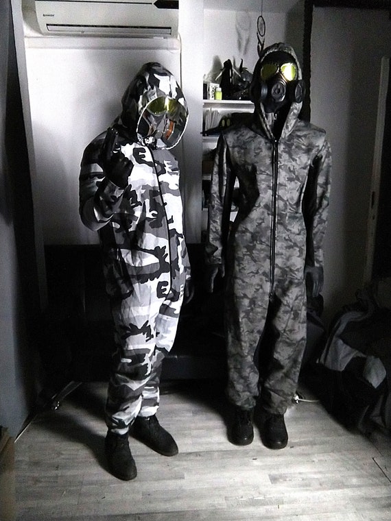 Hazmat Suit Gray / Urban Camo Jumpsuit / Overall Gray Camouflage