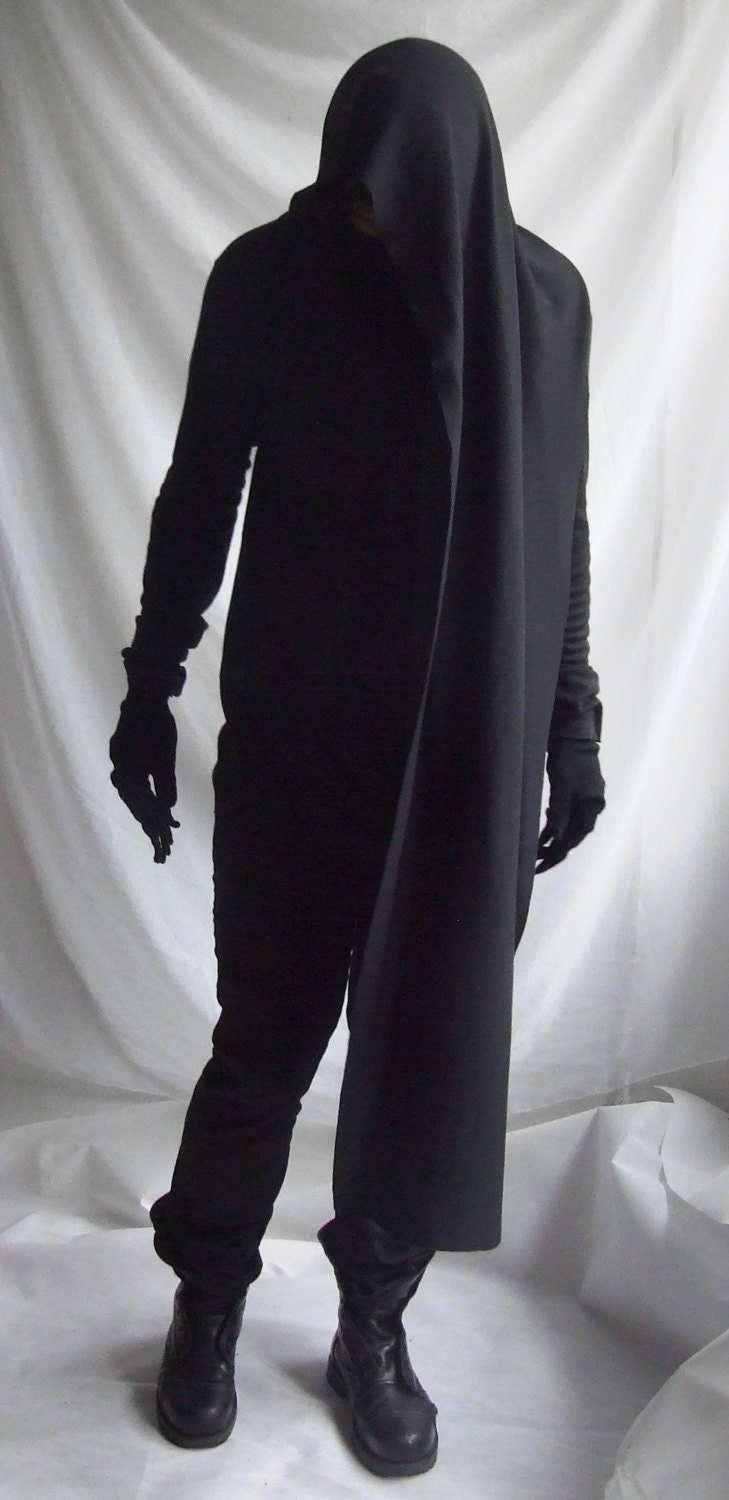 Jaeger Dark Gray Hooded　ロングマント Amazon.co.jp: ロングパーカー メンズ 長袖 マント 黒 フード