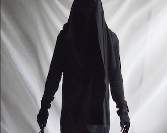 Avant Garde Longsleeve ( black dark mens / unisex longsleeve top grim mask stage outfit cosplay drape layered ninja shinobi bushido )