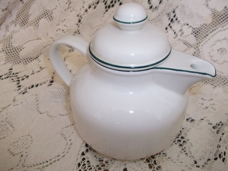 Villeroy & Boch Individual Small Teapot Plain with Green Rim Etsy