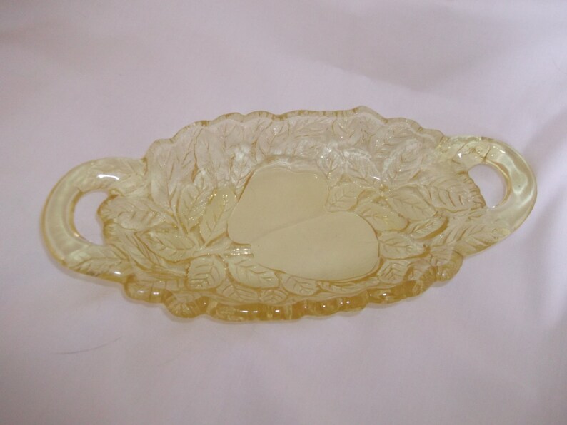 Tiara Glass Yellow Mist Sweet Pear Avocado Bowl Handled Etsy