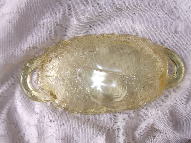Tiara Glass Yellow Mist Sweet Pear Avocado Bowl Handled Etsy