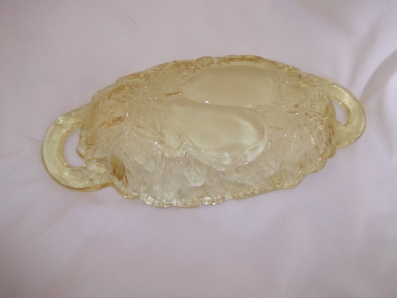 Tiara Glass Yellow Mist Sweet Pear Avocado Bowl Handled Etsy